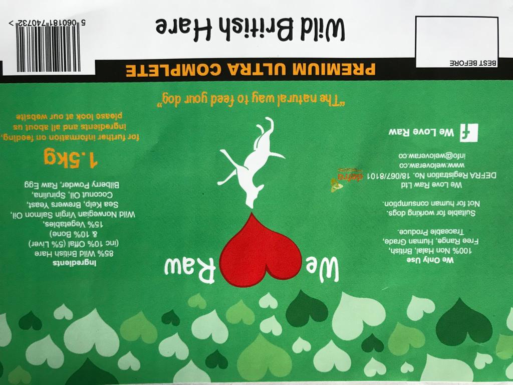 Premium Ultra Complete Wild British Hare We Love Raw